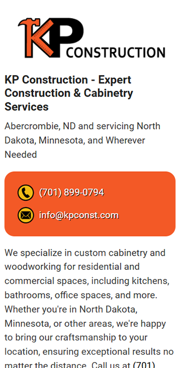 KP Construction mobile screenshot
